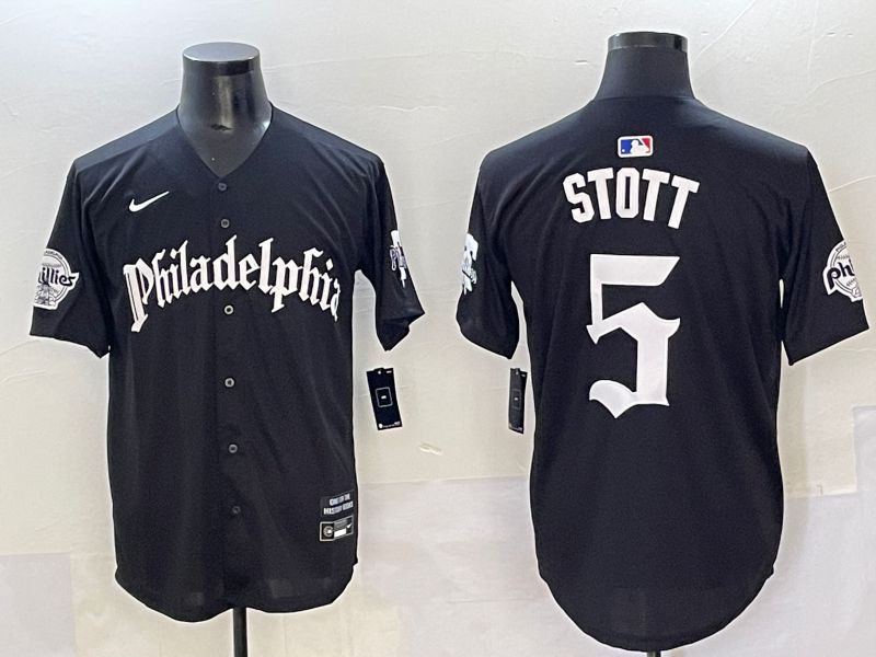Men 2025 Philadelphia Phillies #5 Stott Black Seventh generation Joint Name Nike MLB Jersey style 1->san diego padres->MLB Jersey